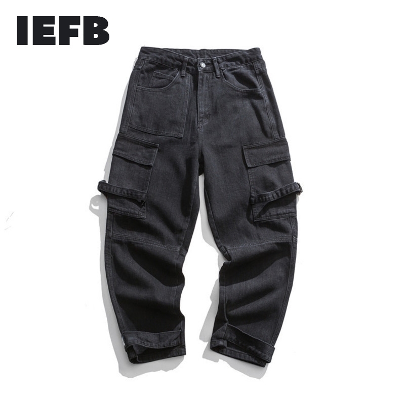 IEFB men's wear spring fahion balck jeans male causal cargo pants zipper big pockets loose Trousers with Ribbon 9Y847 210524, Black
IEFB men's wear spring fahion balck jeans male causal cargo pants zipper big pockets loose Trousers with Ribbon 9Y847 210524, Black