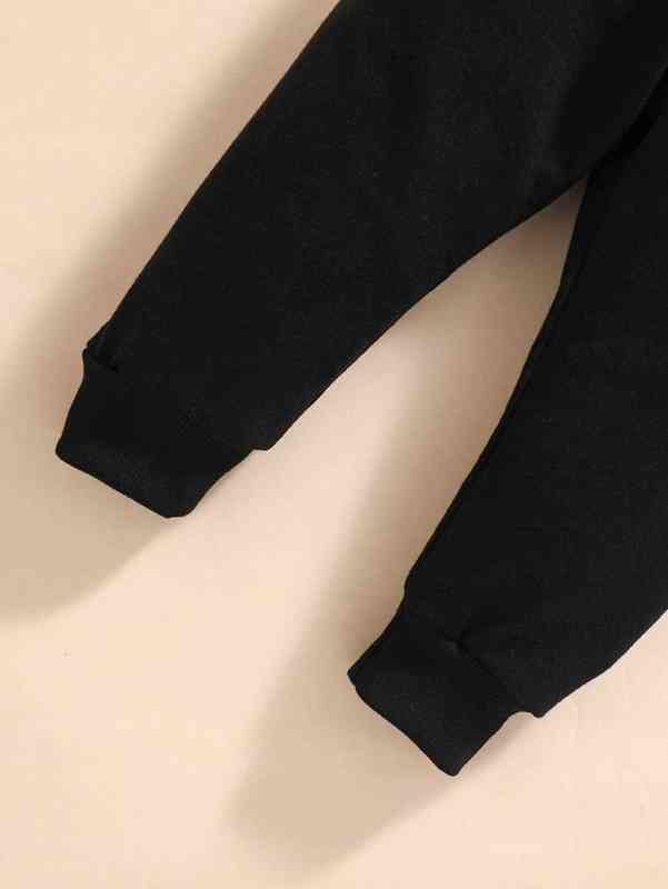Baby Letter Graphic Raglan Sleeve Hoodie & Sweatpants SHE