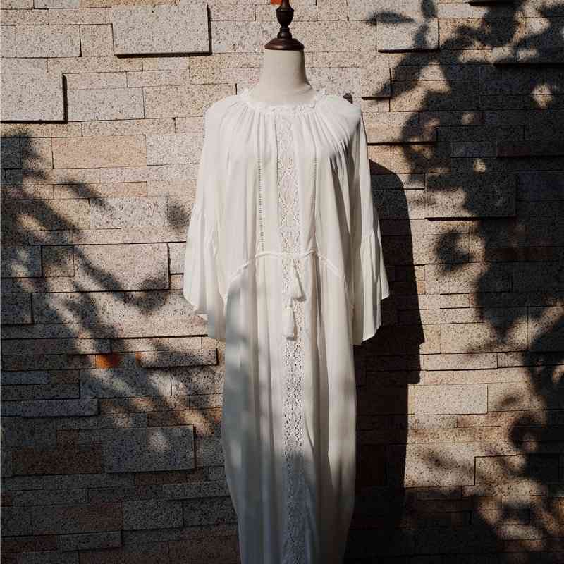 Cotton Beach Cover up Kaftans Sarong Bathing Suit s Pareos Swimsuit Womens Swim Wear Tunic #Q605 210420