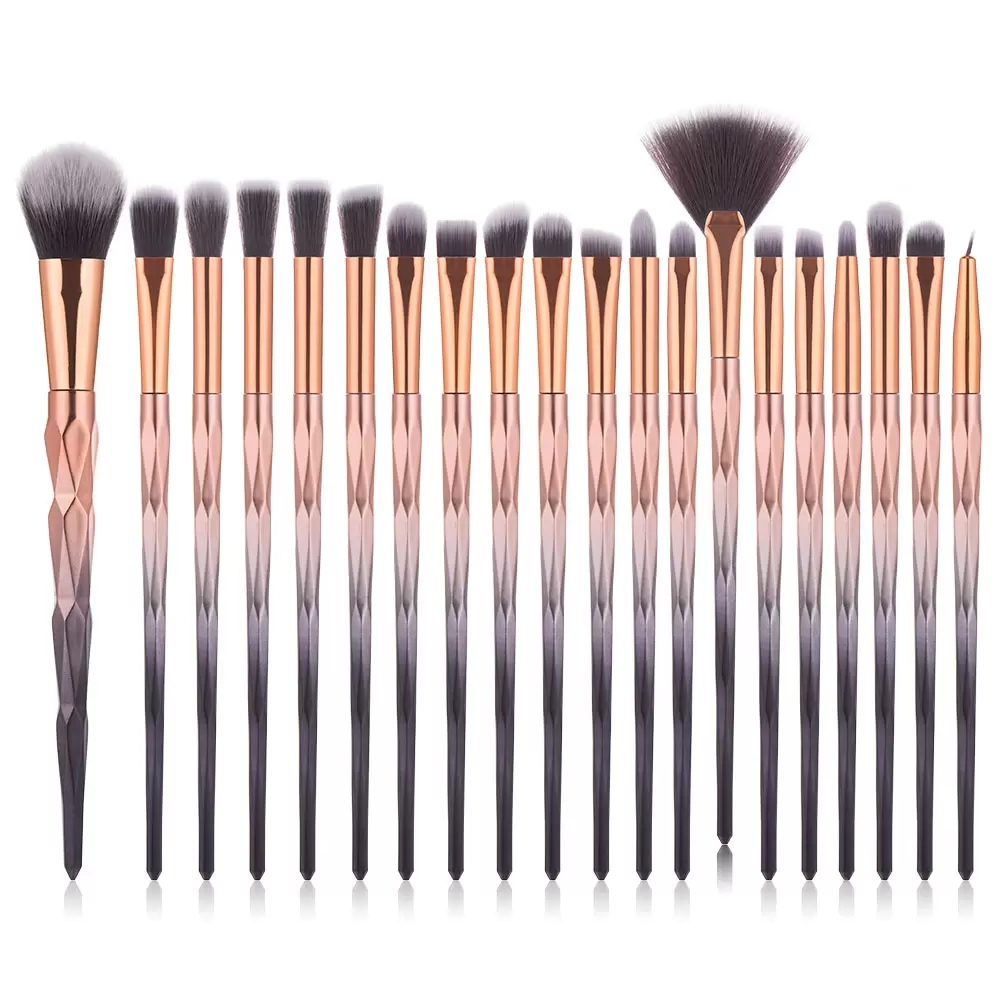 Makeup Brush Set 20pcs diamond gradient beauty tools to be used for Powder Eye Shadow Foundation Blend Blush Lip Brush Eyes Eyeliner Eyelash Eyebrow b