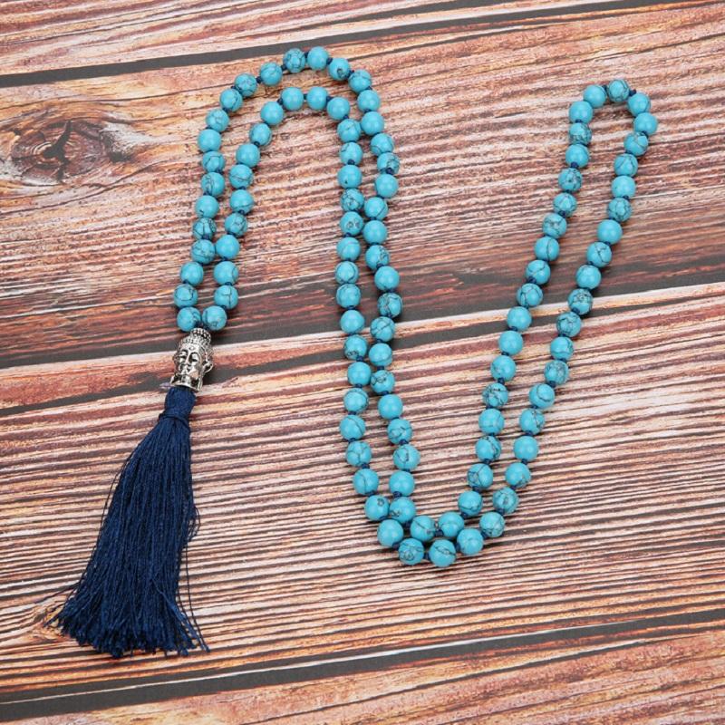 Pendant Necklaces Wholesale 6mm Synthetic Blue Stone Hand Knotted 108 Beads Mala Strand Necklace Buddha Head Yoga Meditation Sweater Chain
Pendant Necklaces Wholesale 6mm Synthetic Blue Stone Hand Knotted 108 Beads Mala Strand Necklace Buddha Head Yoga Meditation Sweater Chain