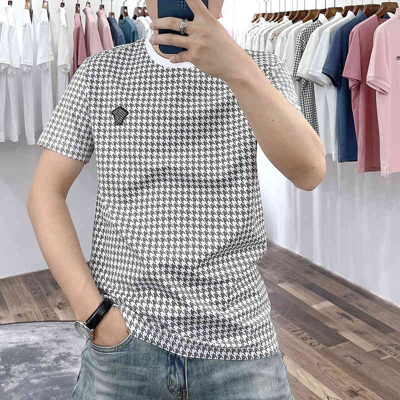 Tiktok Kwai live men's wear 2021 summer Korean version of trend casual printing, short sleeved T-shirt male, White