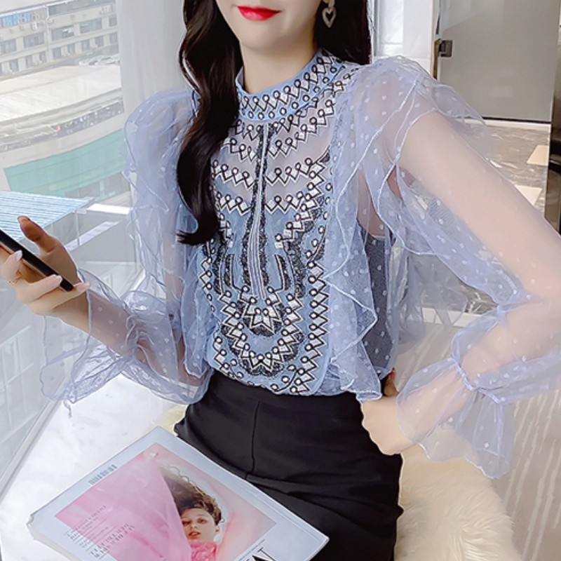 Sweet Patchwork Bowknot Denim Shirts For Women Summer Peter Pan Collar Short Sleeve Slim Casual Blouse Female Fashion 210519
