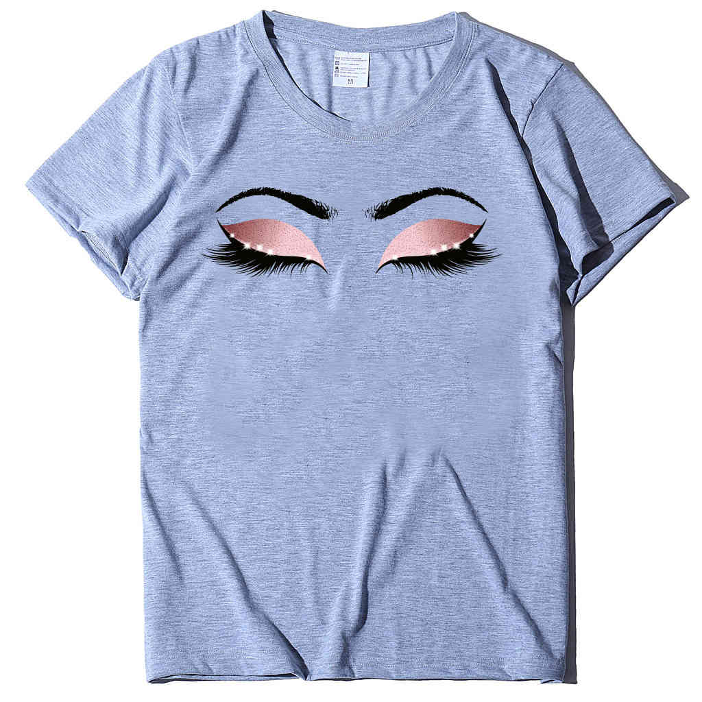 summer round neck fashion women's short sve women's eyebrows and eyelash art printed t-shirt, White
summer round neck fashion women's short sve women's eyebrows and eyelash art printed t-shirt, White