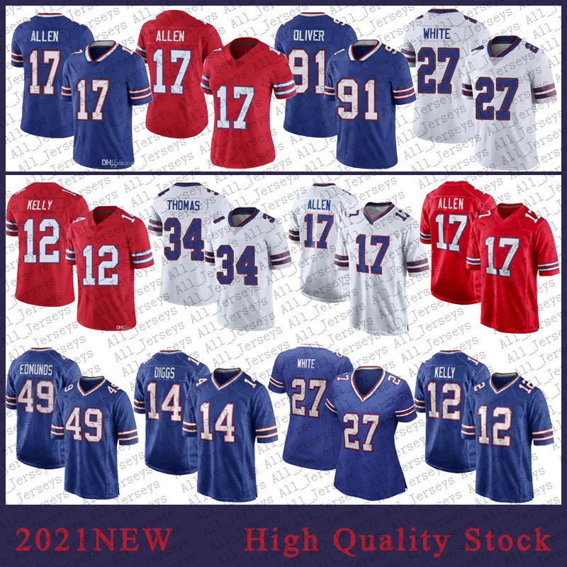 17 Josh Allen Men Football Jerseys 11 Cole Beasley 14 Stefon Diggs 49 Tremaine Edmunds 12 Jim Kelly 26 Devin Singletary 27 Tre'Davious White 91 Oliver Stitched, Shown
17 Josh Allen Men Football Jerseys 11 Cole Beasley 14 Stefon Diggs 49 Tremaine Edmunds 12 Jim Kelly 26 Devin Singletary 27 Tre'Davious White 91 Oliver Stitched, Shown