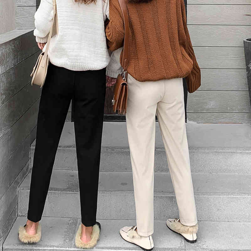 Autumn and Winter Woolen Harem Pants Women Straight Casual Trousers Full Length High Waist Pantalon Femme 6994 50 210508