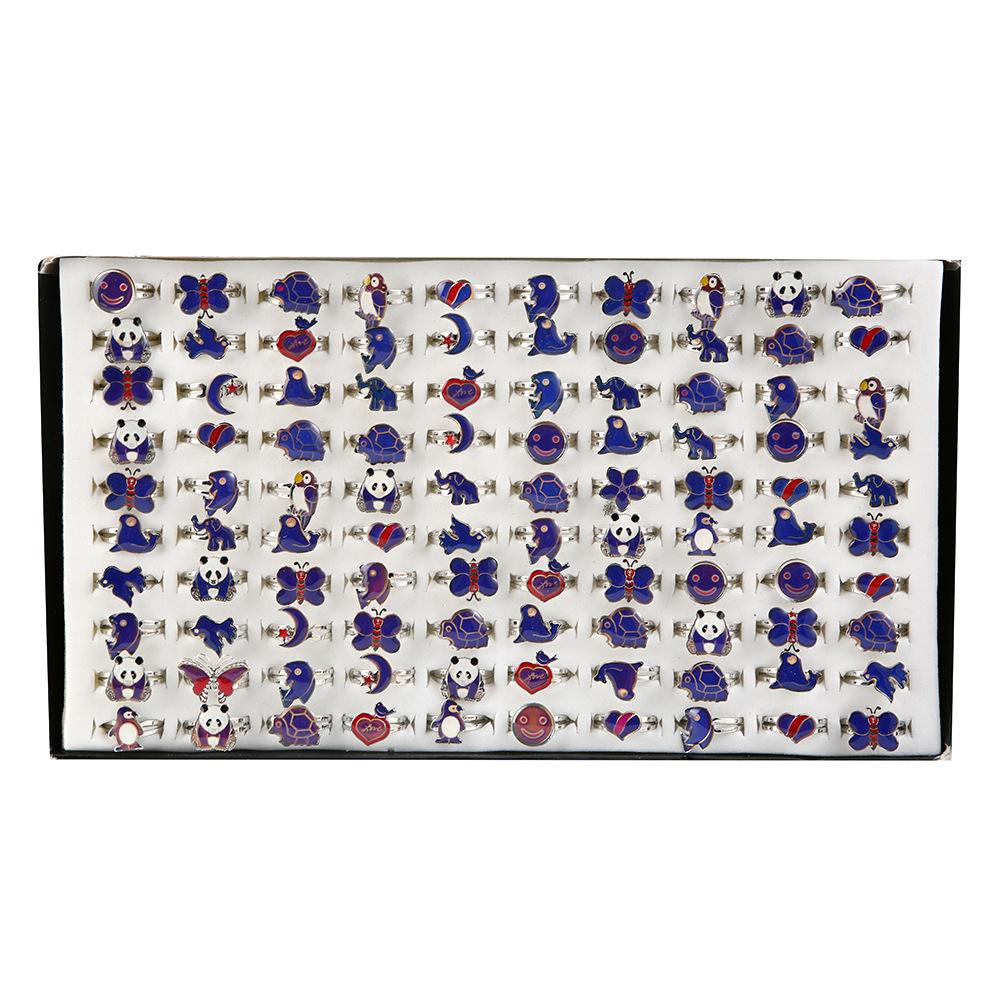 mood temperature sensing mood ring alloy cartoon open mouth mood ring mix style 100pcslot