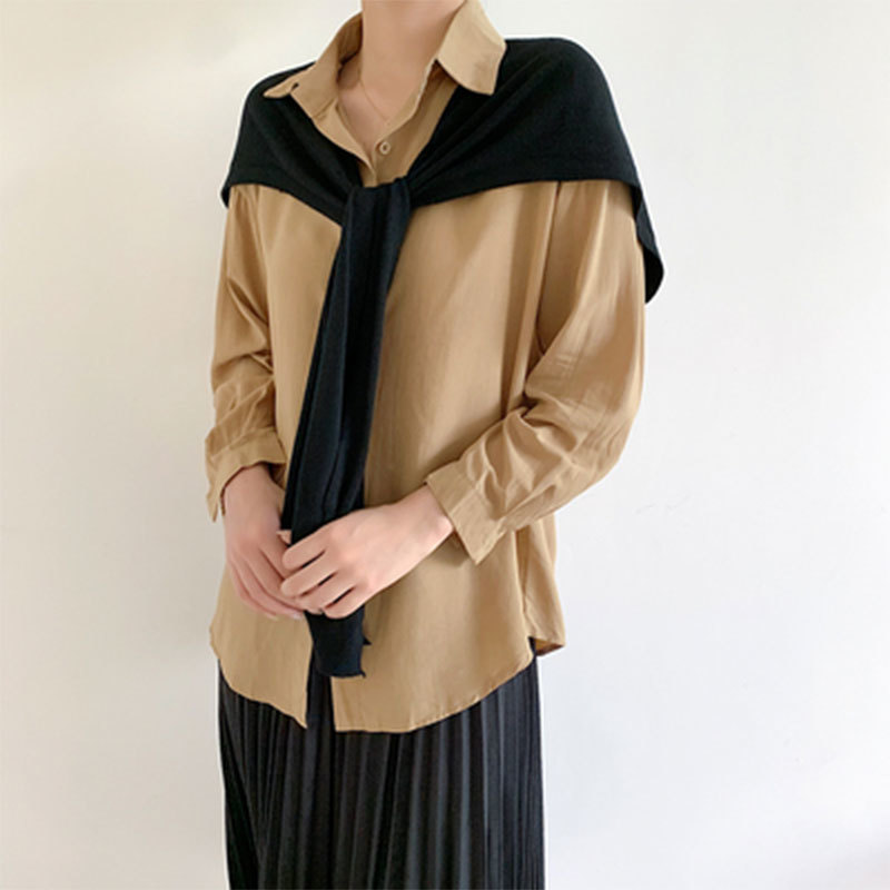 Spring Autumn Korea Fashion Women Long Sleeve Loose Shirts All-matched Casual Turn-down Collar Solid Blouses Tops S82 210512