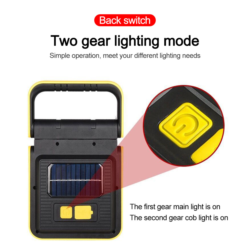 COB Floodlight USB Rechargeable Solar Powered LED Work Light Outdoor Portable Lantern