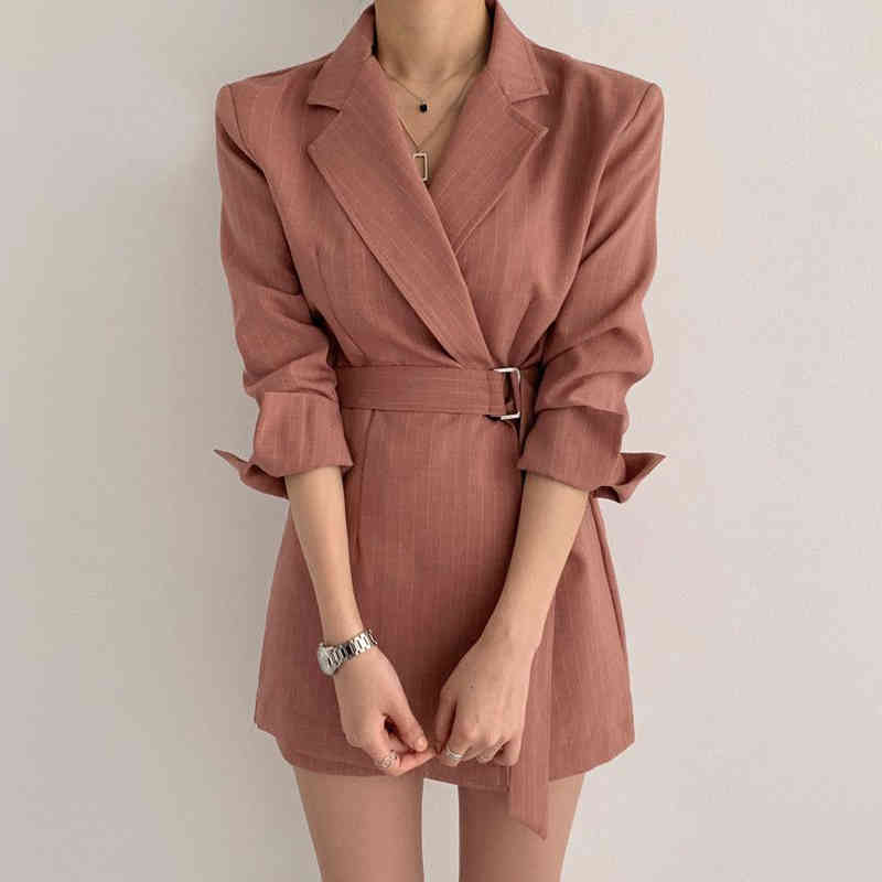 French light cooked style vertical stripes lapel single-breasted lace-up waist long-sleeved suit dress women 210525, Black
French light cooked style vertical stripes lapel single-breasted lace-up waist long-sleeved suit dress women 210525, Black