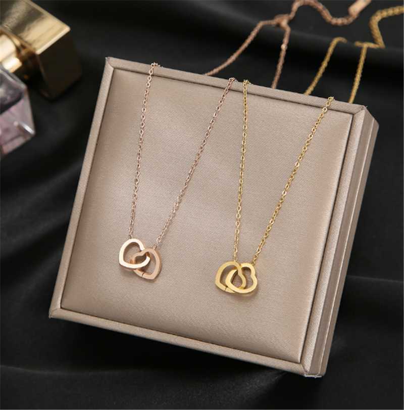 Chains 316L Stainless Steel Rose Gold Simple Double Ring Love Heart Necklace Halskette Bijoux Acier Inoxydable Femme
Chains 316L Stainless Steel Rose Gold Simple Double Ring Love Heart Necklace Halskette Bijoux Acier Inoxydable Femme