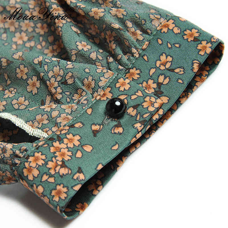 Summer Fashion Runway Vacation Dress Elastic waist Women's Elegant Puff sleeve Floral print Vintage Chiffon 210524