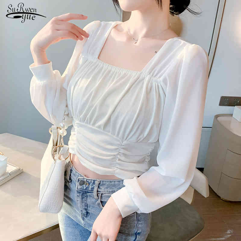 Square Collar Casual Shirts Pleated Sexy White Office Blouse Shirt Women Lantern Sleeve Ladies Tops Tunic Blouses 13265 210521, Black
Square Collar Casual Shirts Pleated Sexy White Office Blouse Shirt Women Lantern Sleeve Ladies Tops Tunic Blouses 13265 210521, Black