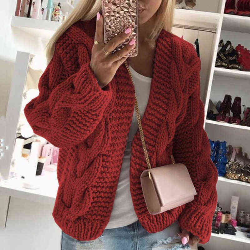 Fitshinling Vintage Twist Cardigan Women Sweater Knitwear Autumn Winter Open Stitch Top Solid Slim Long Sleeve Cardigans 211109