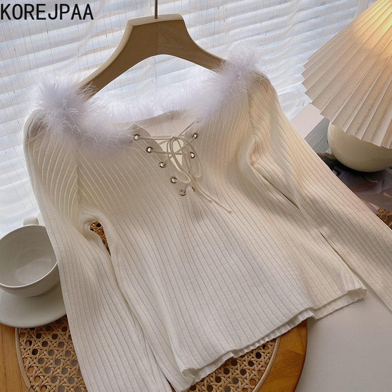 Women's Sweaters Korejpaa Chic Plush V-neck Sweater Women Elegant Solid Color Long Sleeve Knitted Pullover Femme Korean Style Autumn 2021, White;black
Women's Sweaters Korejpaa Chic Plush V-neck Sweater Women Elegant Solid Color Long Sleeve Knitted Pullover Femme Korean Style Autumn 2021, White;black