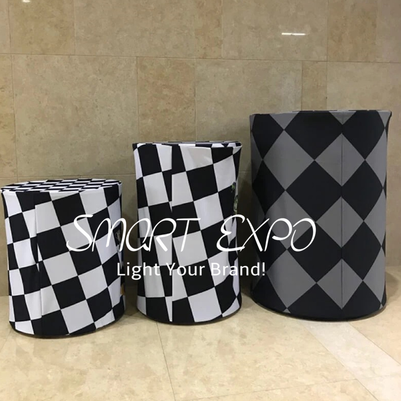 Advertising Display Pedestal Wedding Party Decoration Cylinder Plinth Round Counter Three Pieces Set with Custom Printing