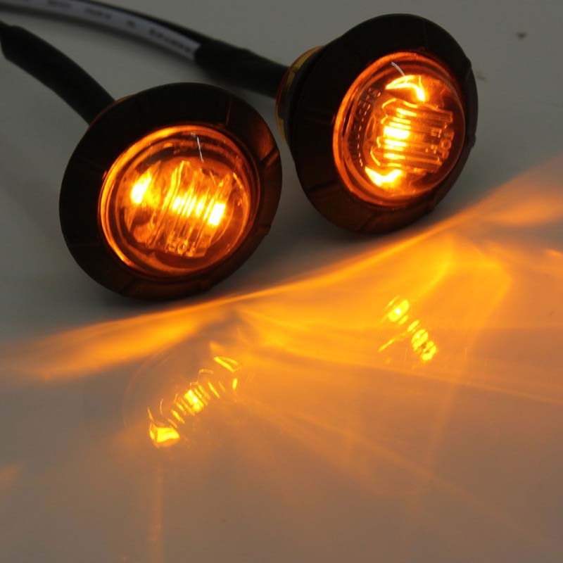 Vehicle LED Light Truch Bulb Boat Bulbs 12V/24V 3LED 3/4" Round Trailer Side Marker Lamps For Trucks Clearance Lights Truck Turn Signal Lamp