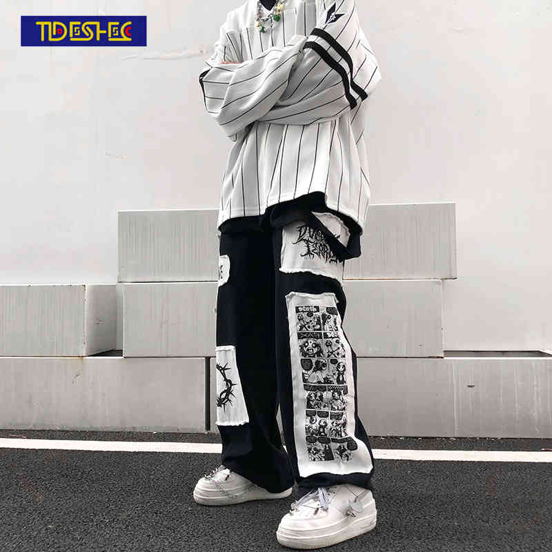 Tideshec Manga Pants Men's Ins Harajuku Trousers Casual Loose Straight Wide Leg Black Stitching Patch Anime Printed Jeans, White
Tideshec Manga Pants Men's Ins Harajuku Trousers Casual Loose Straight Wide Leg Black Stitching Patch Anime Printed Jeans, White