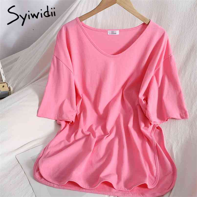 Side Split Woman T Shirts Korean Harajuku Summer Cotton Top Short Sleeve Loose V Neck Tees Black White Clothes 210607, Gray
Side Split Woman T Shirts Korean Harajuku Summer Cotton Top Short Sleeve Loose V Neck Tees Black White Clothes 210607, Gray