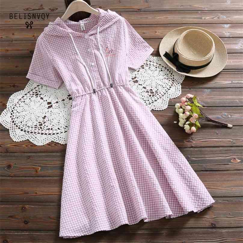 Preppy Style Black Pink Plaid Summer Dress Women Short Sleeve Embroidery Cotton Hoodies Dresses Femininos Vintage Vestidos 210520
Preppy Style Black Pink Plaid Summer Dress Women Short Sleeve Embroidery Cotton Hoodies Dresses Femininos Vintage Vestidos 210520