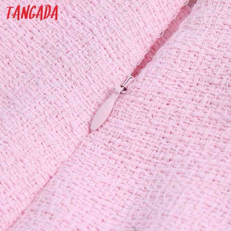 Women Elegant Pink Tweed Zipper Pockets Female Retro Casual Shorts Pantalones BE521 210416