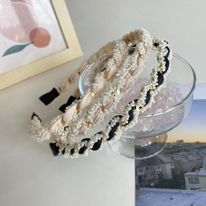 Fashion Women Headband Fresh Pearls Beaded Cross-wound Hairband Light Fresh Hairband For Girls Hair Accessories