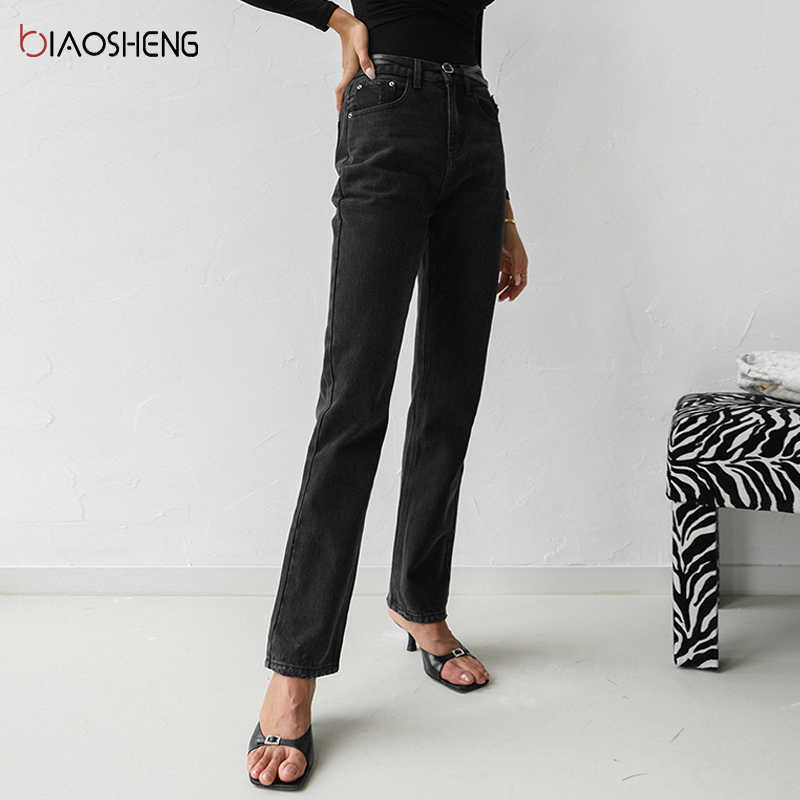 High Waist Jeans Women Fashion Harajuku Denim Pants Mom Trousers 100 Cotton Streetwear Vintage Straight Jean Femme 210922