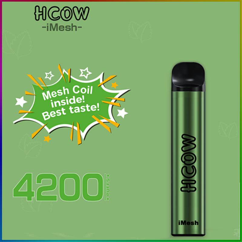 Hcow Imesh Disposable E Cigarette 650mah Rechargable battery 4200 Puffs Vape Pen Device 5% strength Capacity 10 Options 0268281
Hcow Imesh Disposable E Cigarette 650mah Rechargable battery 4200 Puffs Vape Pen Device 5% strength Capacity 10 Options 0268281