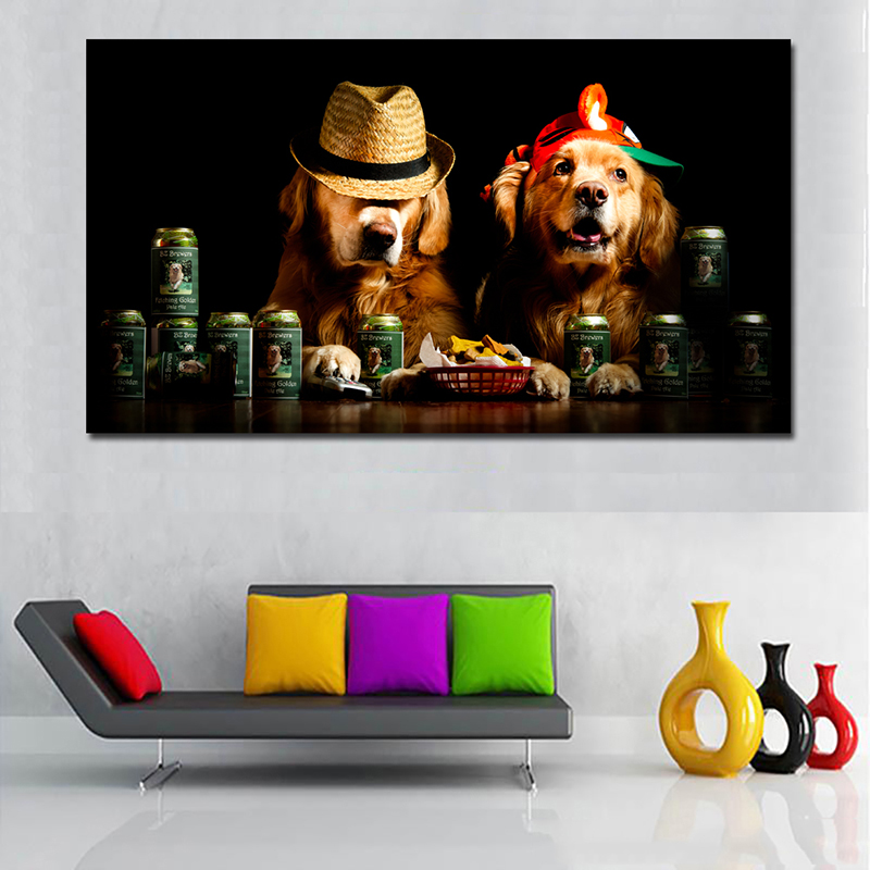 HD Print Photography Art Poster Print Cute Dog With Hat Big Size Canvas Paintings Animal Wall Pictures For Living Room Unframed