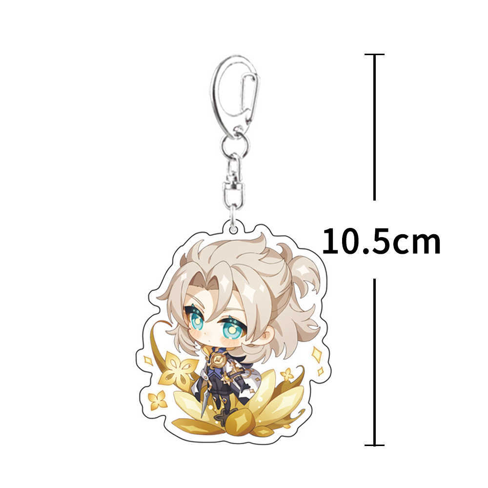 Anime Genshin Impact Cosplay Chibi Hutao Xiao Ganyu Keychain Venti Albedo Cute Character Car Pendant Fans Collection Props Y0728
