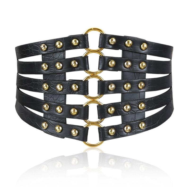 Belts Faux Leather Metal Ring Belt Gold Women Goth Rivet Wide Waist Elastic 5 Straps PU Lady Streetwear Luxury Style, Black
Belts Faux Leather Metal Ring Belt Gold Women Goth Rivet Wide Waist Elastic 5 Straps PU Lady Streetwear Luxury Style, Black