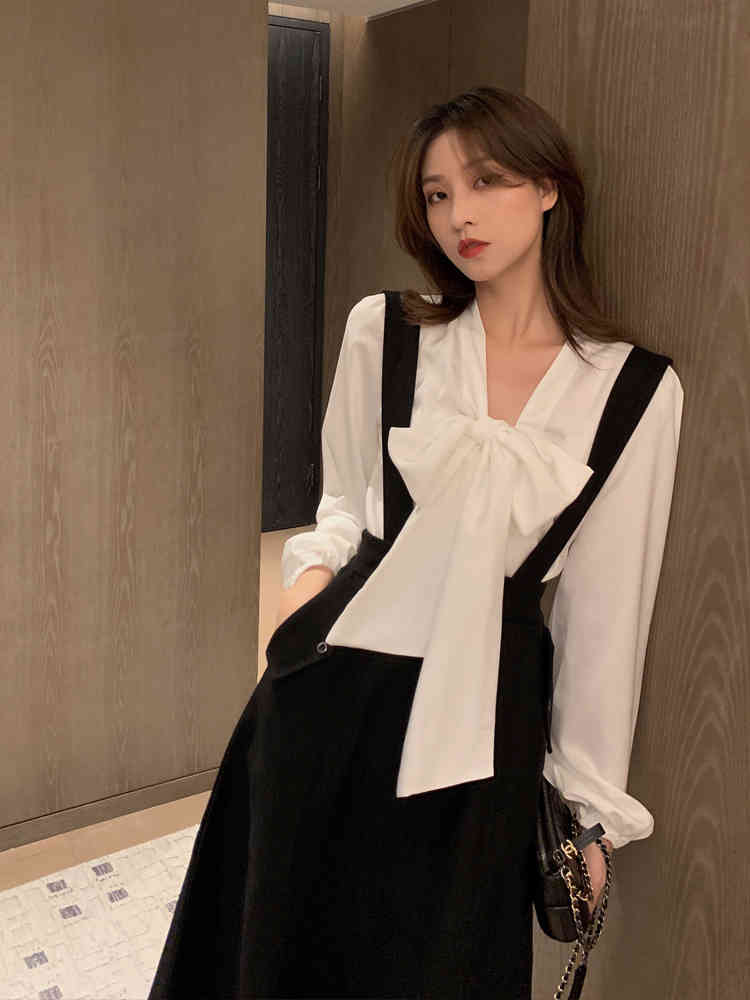 Long Sleeve Chiffon White shirt Spring Blouse Women Solid Bow Collar Ladies Tops Shirts Blusas Feminine 615B 210420
