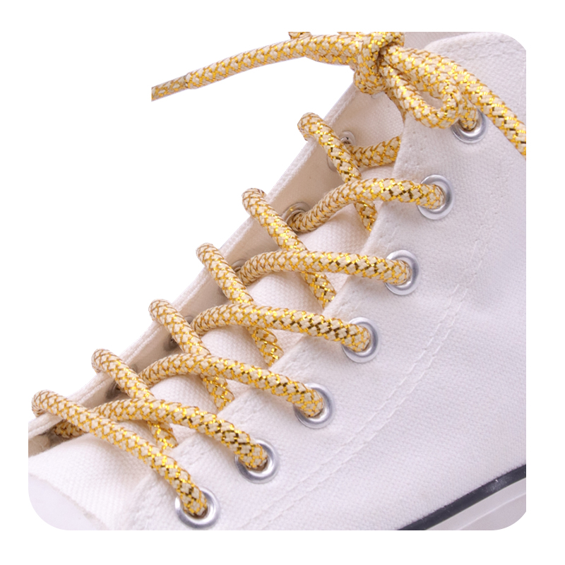 Weiou Black/Gold rope laces~Sneaker Shoe Laces~Metallic Yarn Polyester hiking boot laces Casual Sports Shoelaces 120cm