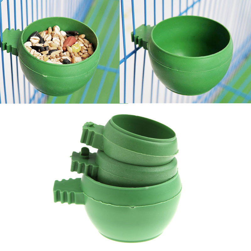Three Maten Mini Bird Parrot Food Water Kom Feeder Plastic Pigeons Kooi Zand Cup Feeding Bird Feeder