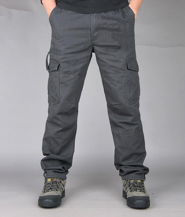 Men Cargo Pants Multi Pockets Military Tactical Outwear Streetwear Army Straight Slacks Casual Long Trousers Men's