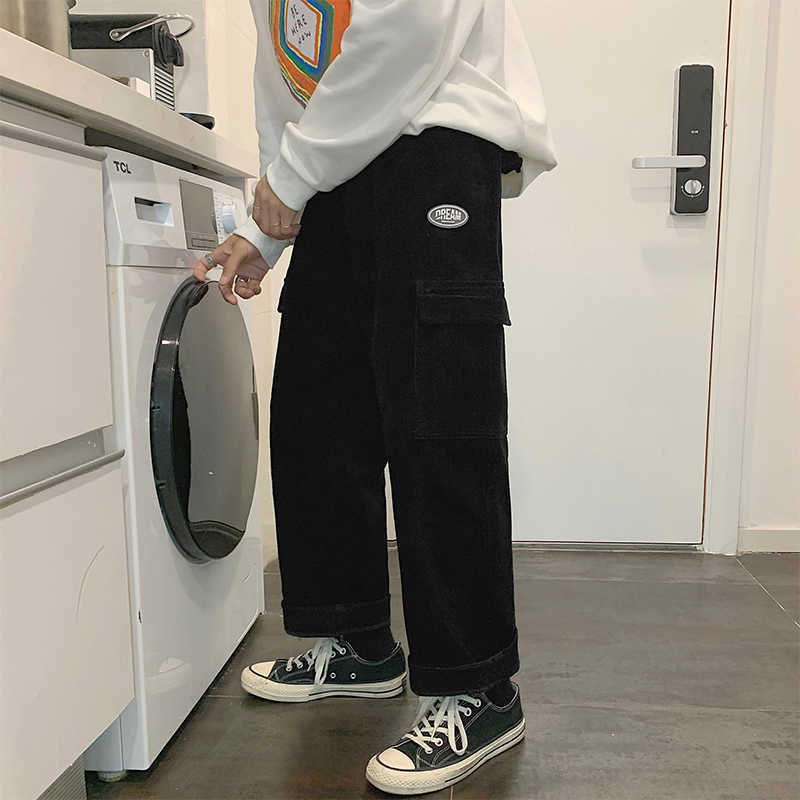 Vintage Men Corduroy Pocket Baggy Cargo Pants 2020 Joggers Mens Japanese Streetwear Wide Leg Pants Male Korean Trousers X0611, Black
Vintage Men Corduroy Pocket Baggy Cargo Pants 2020 Joggers Mens Japanese Streetwear Wide Leg Pants Male Korean Trousers X0611, Black