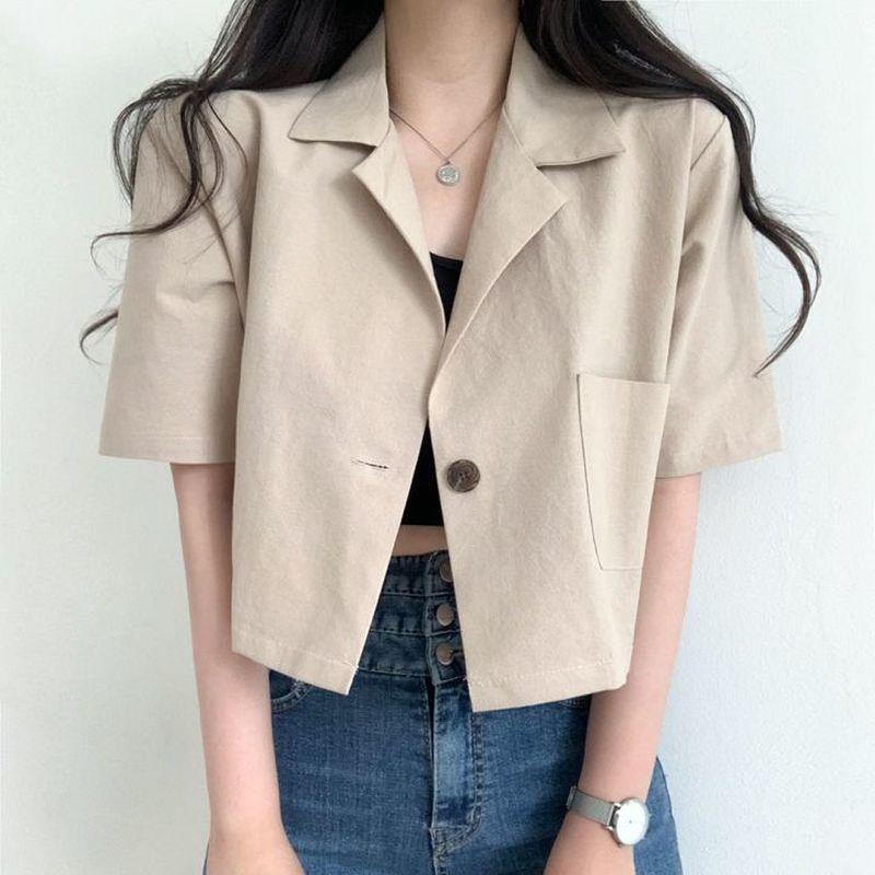 Women's Jackets Vintage England Style Casual Short Sleeve Notched Khaki Jacket Crop Summer Black One Button Shirts Tops Fashion Clothing Thi, Black;brown
Women's Jackets Vintage England Style Casual Short Sleeve Notched Khaki Jacket Crop Summer Black One Button Shirts Tops Fashion Clothing Thi, Black;brown
