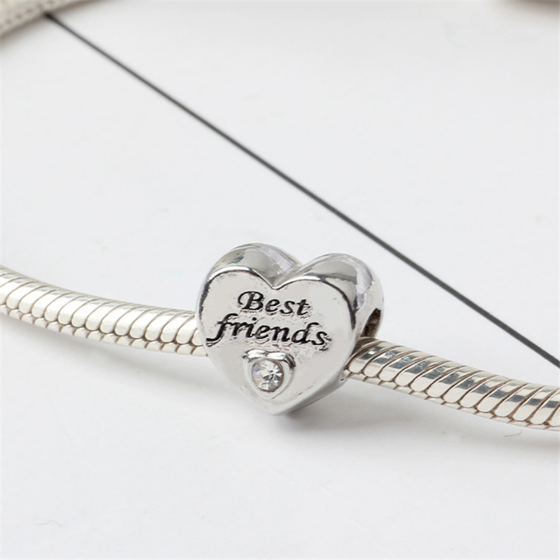 Big Heart Charm Bead Hole Alloy 925 Silver Plated Fashion Women Jewelry European Style For DIY Bracelet Necklace