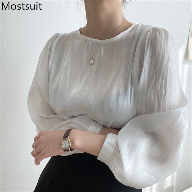 Autumn Korean Fashion Office Satin Blouses Shirts Women Long Sleeve O-neck Workwear Elegant Tops Blusas Mujer Black White 210518
Autumn Korean Fashion Office Satin Blouses Shirts Women Long Sleeve O-neck Workwear Elegant Tops Blusas Mujer Black White 210518