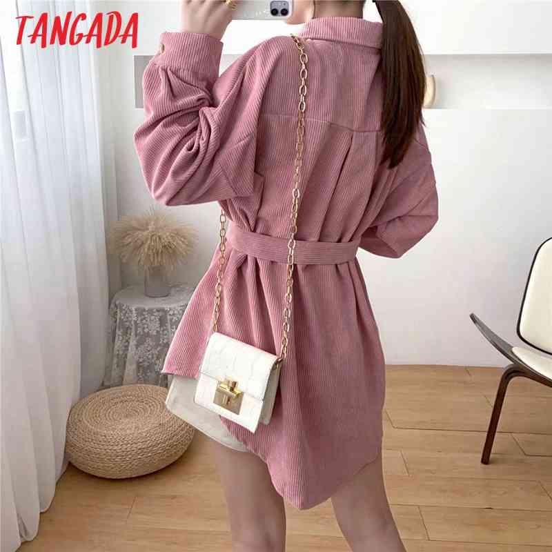 Women Oversized Corduroy Shirt with Slash Long Sleeve Chic Female Casual Tops Blusas HX05 210416