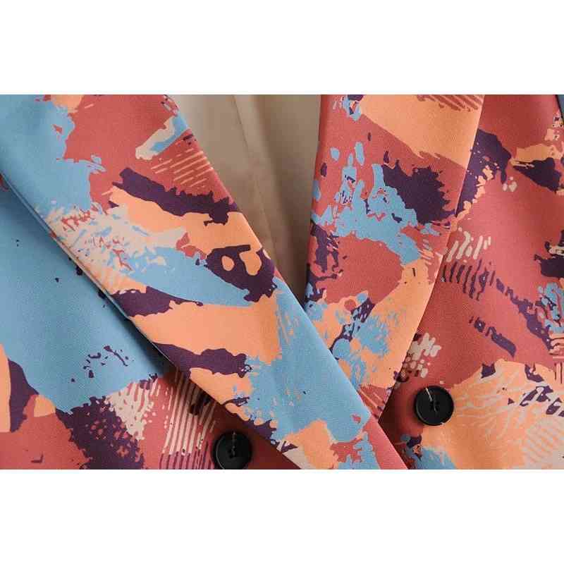 Tie dye women stylish long blazer fashion ladies loose red print jackets suit streetwear female chic blazers girls 210430