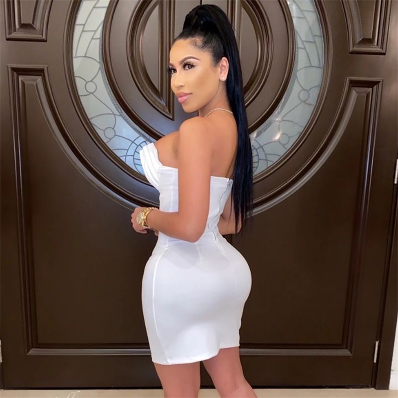 Summer Style Sexy Off Shoulder White Bodycon Bandage Dress Celebrity Club Party Vestido Wholesale 210525