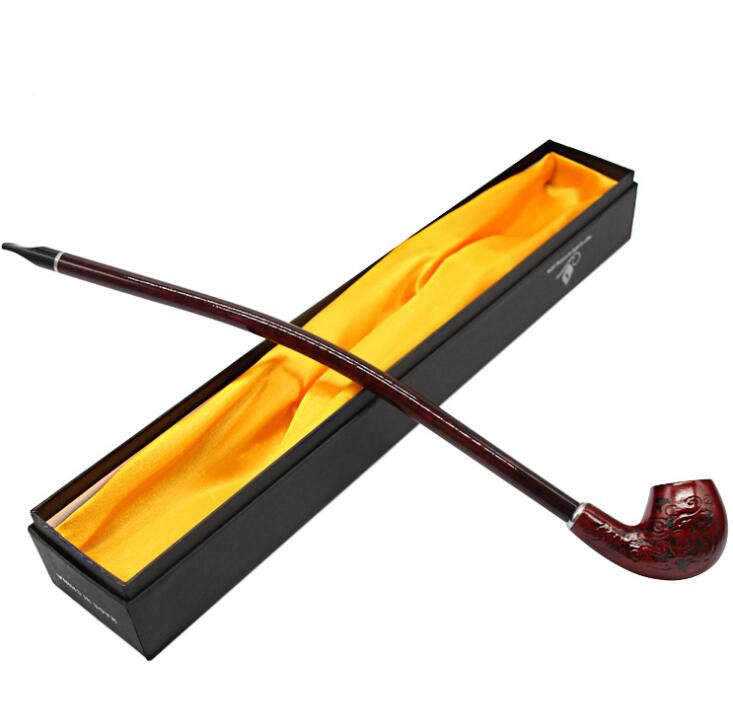 Pipe Elegant Long Thin Smoking Pipes Fine Carved Red Resin Wood Length 410mm Accessories EEB6016 Free shipping