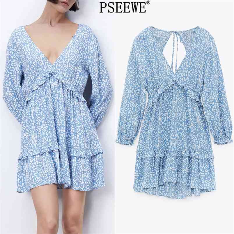 Blue Leopard Print Short Dresses Women Casual Long Sleeve Backless Mini Woman Ruffle V Neck Summer 210519
Blue Leopard Print Short Dresses Women Casual Long Sleeve Backless Mini Woman Ruffle V Neck Summer 210519