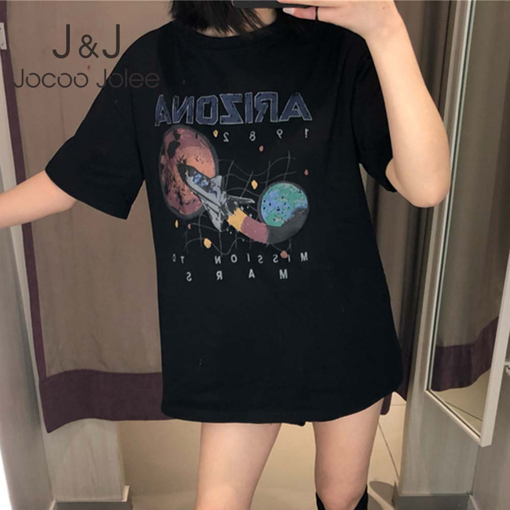 Jocoo Jolee Summer Korean Harajuku Short Sleeve Restore Star Airship Print T Shirts Women Vintage Loose Tee Shirts Casual Tops 210518, Black
Jocoo Jolee Summer Korean Harajuku Short Sleeve Restore Star Airship Print T Shirts Women Vintage Loose Tee Shirts Casual Tops 210518, Black