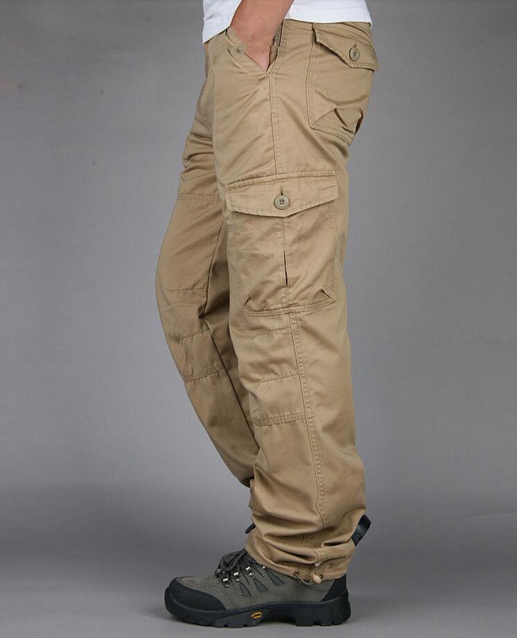 Men Cargo Pants Multi Pockets Military Tactical Outwear Streetwear Army Straight Slacks Casual Long Trousers Men's