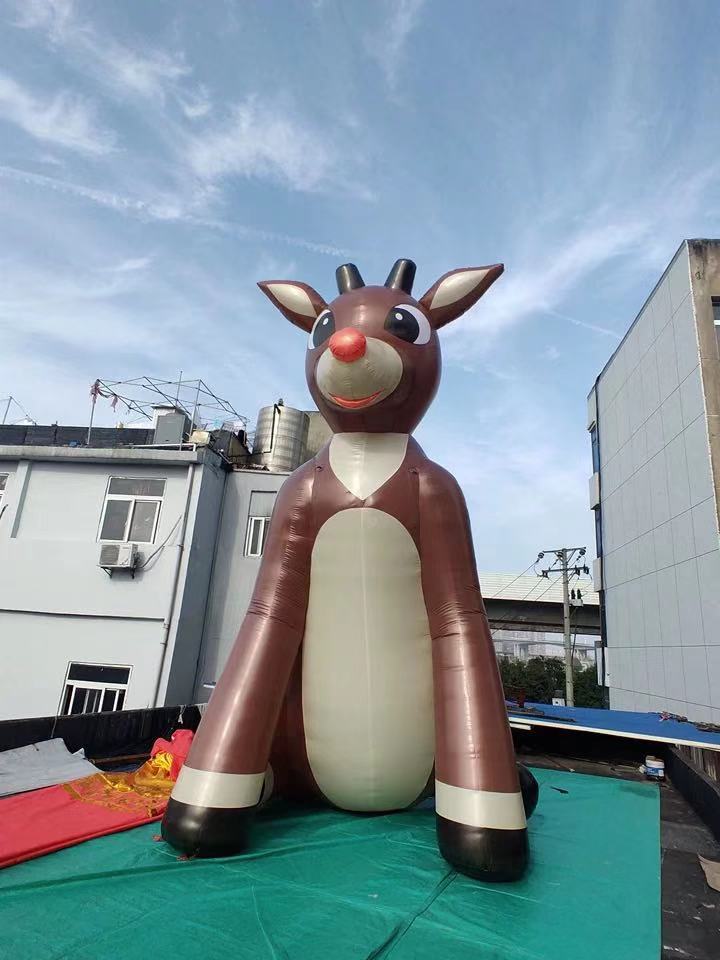 6mH Red-Nosed giant oxford Christmas inflatable Reindeer Rudolph animal model for outdoor event decoration
