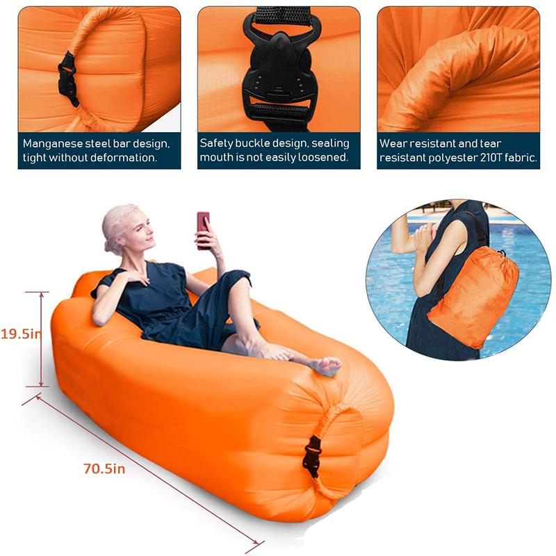 Outdoor Pads Camping Inflatable Sofa Lazy Bag Portable Folding Sleeping Air Bed Lounger Trending Adult Beach Lounge Chair286S