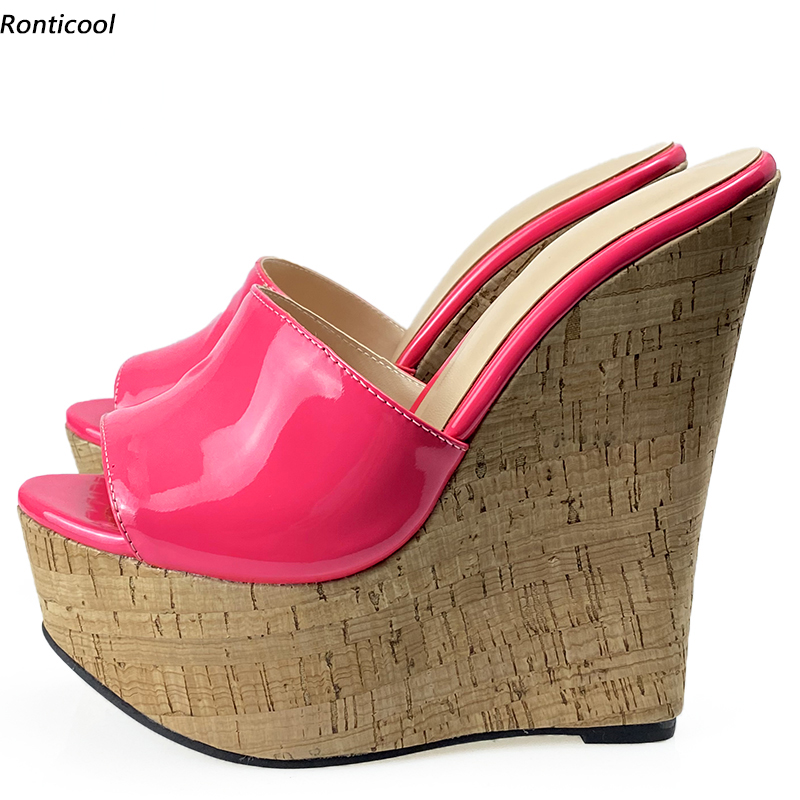 Rontic Handmade Women Mules Sandals Patent Leather Wedges Heel Open Toe Gorgeous 10 Colors Party Shoes Women Plus Size 35-46, Red
Rontic Handmade Women Mules Sandals Patent Leather Wedges Heel Open Toe Gorgeous 10 Colors Party Shoes Women Plus Size 35-46, Red