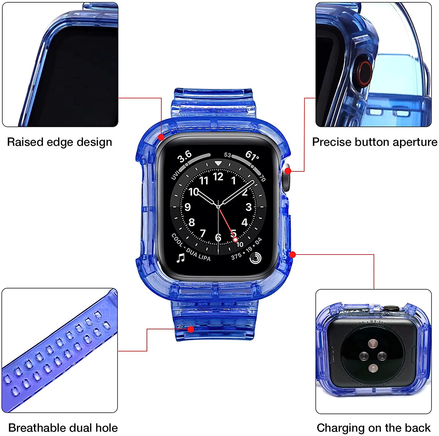 Watch strap for Apple Watch Series 7 Bands Color Changing Strap under Sunshine for Men and Women Crystal Clear Sports Wristband 41mm 45mm